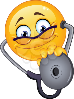 Doctor emoticon with stethoscope