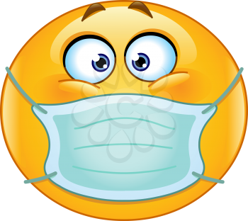 Emoticon with medical mask over mouth