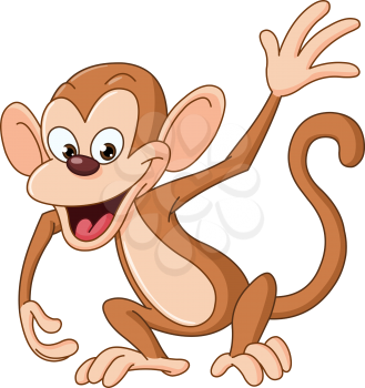 Happy monkey waving hello
