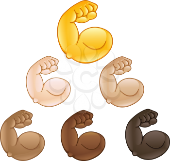 Flexed biceps hand emoji of various skin tones