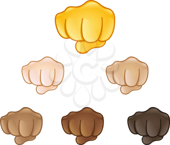 Fisted hand sign emoji set of various skin tones