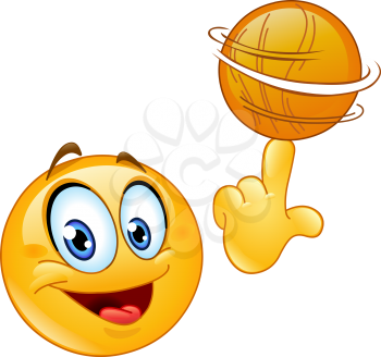 Emoticon spinning a basketball on his finger