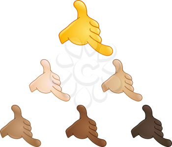 Call me hand sign emoji set of various skin tones