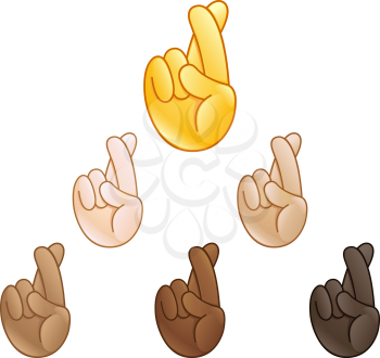 hand with index and middle fingers crossed emoji set of various skin tones