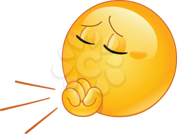 Emoji emoticon coughing into fist