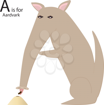 Royalty Free Clipart Image of an Aardvark eating to form the letter' A'