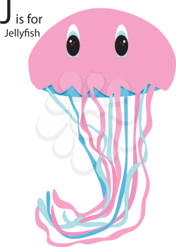 Royalty Free Clipart Image of a jellyfish making the letter 'O'