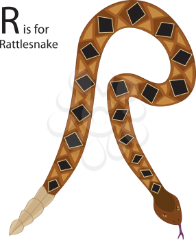 Royalty Free Clipart Image of a Rattlesnake forming the letter 'R'