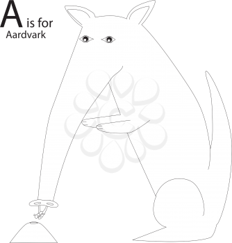 Royalty Free Clipart Image of an Aardvark making the letter 'A'
