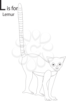 Royalty Free Clipart Image of a Lemur making the letter 'L