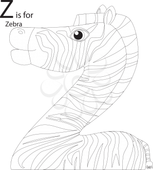Royalty Free Clipart Image of a zebra making the letter 'Z'