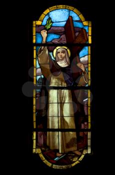 the colored window in the church of portofino italy santa caterina da siena