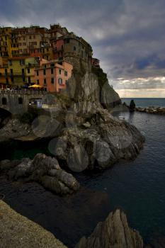 the stairs in village of manarola in the north of italy,liguria
