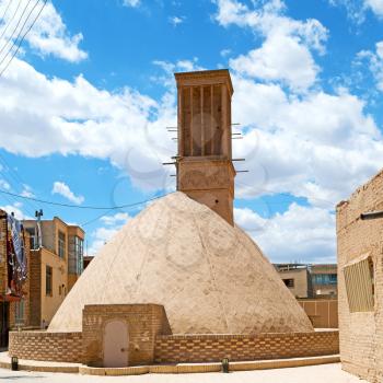 in iran  blur  yazd  the old  wind tower construction  used to frozen water and ice