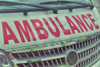 in  philippines old dirty bonnet of an ambulance concept of medical care