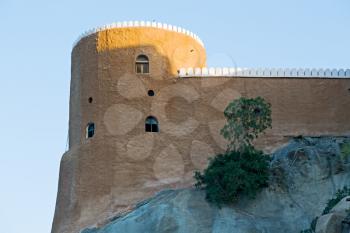 fort battlesment sky and   star brick in oman muscat the old defensive  