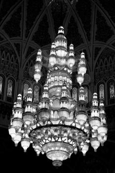 glass  chandelier in oman muscat old mosque and the antique 