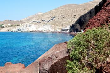 in santorini  greece europe water    and mediterranean coastline sea red beach 