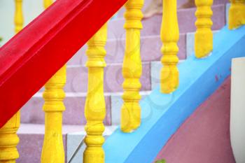 thailand abstract cross colors step rail  wat  palaces in the temple kho phangan asia  