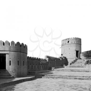 fort battlesment sky and    star brick in oman muscat the old defensive  