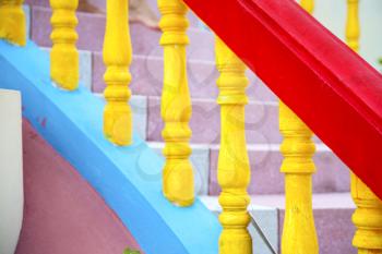 thailand abstract cross colors step rail  wat  palaces in the temple kho phangan asia  