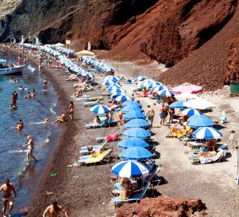 in santorini greece europe water    and mediterranean coastline sea red beach 