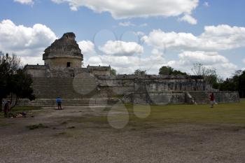 people a wild angle of the chichen itza temple in tulum mexico
