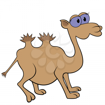 Camel isolated on white background. Hand drawing cartoon vector illustration