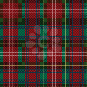 Seamless checkered shades of red and green vector pattern as a tartan plaid