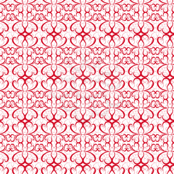Seamless swirl pattern stylized with a hearts, hand drawing vector illustration