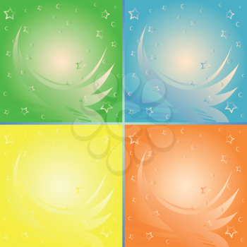 Four identical abstract backgrounds in different colors, vector illustration