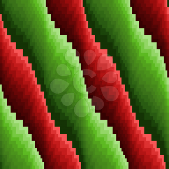 Abstract wavy stripes in red and green hues, seamless vector pattern