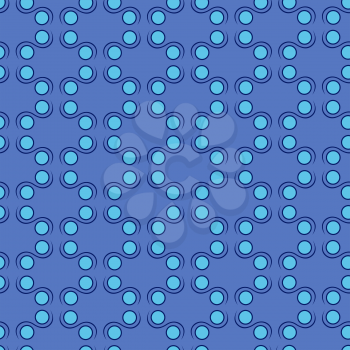 Seamless vector symmetrical pattern with simple geometric details in various blue hues