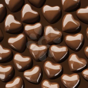 Chocolate valentine's hearts. 3d render with HDR