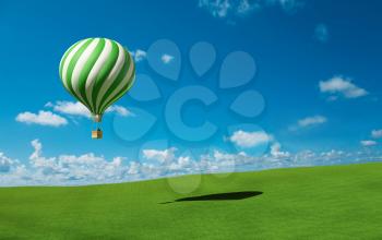 Green-white Hot Air Balloon in the blue sky