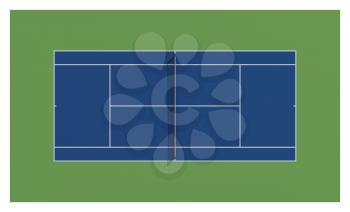 Tennis court. Blue colors.
3d illustration.