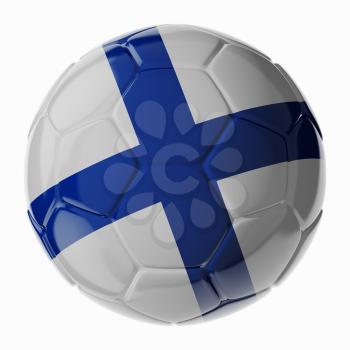 Football soccer ball with flag of Finalnd. 3D render