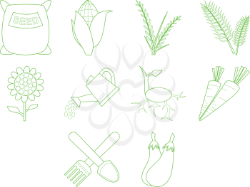 collection of simple flat thin line agricultural icon