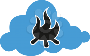 simple flat colour clouds fire icon vector