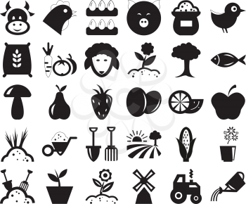 collection of agriculture icon vector