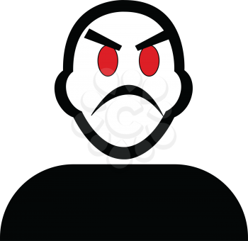 Flat black angry emoticon icon vector