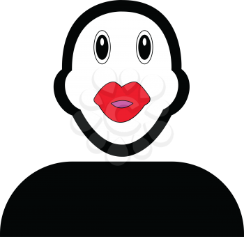 Flat black kiss emoticon icon vector