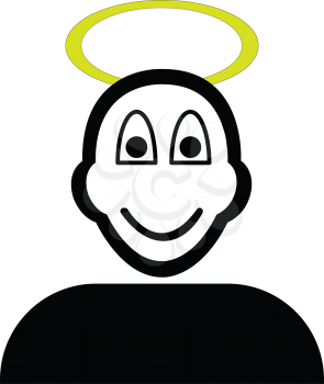 Flat black angel emoticon icon vector