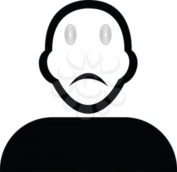 Flat black sad emoticon icon vector