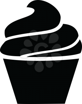 Simple flat black cupcake icon vector