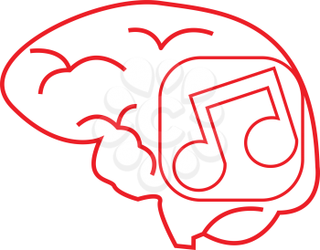 Simple flat color music brain icon vector