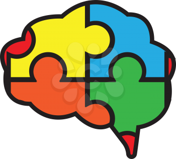 Simple flat color brain icon vector