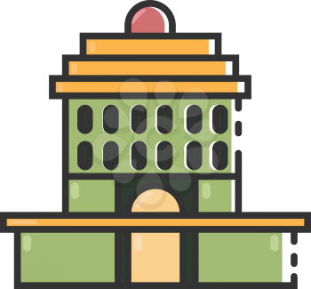 Simple flat color oakland city hall icon vector