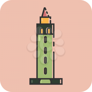 Simple flat color berkeley tower icon vector