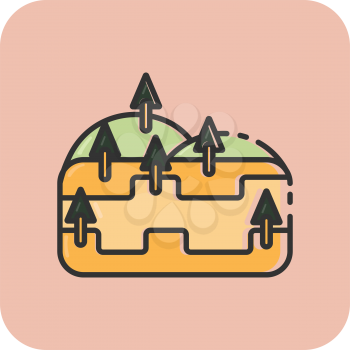 Simple flat color hill icon vector